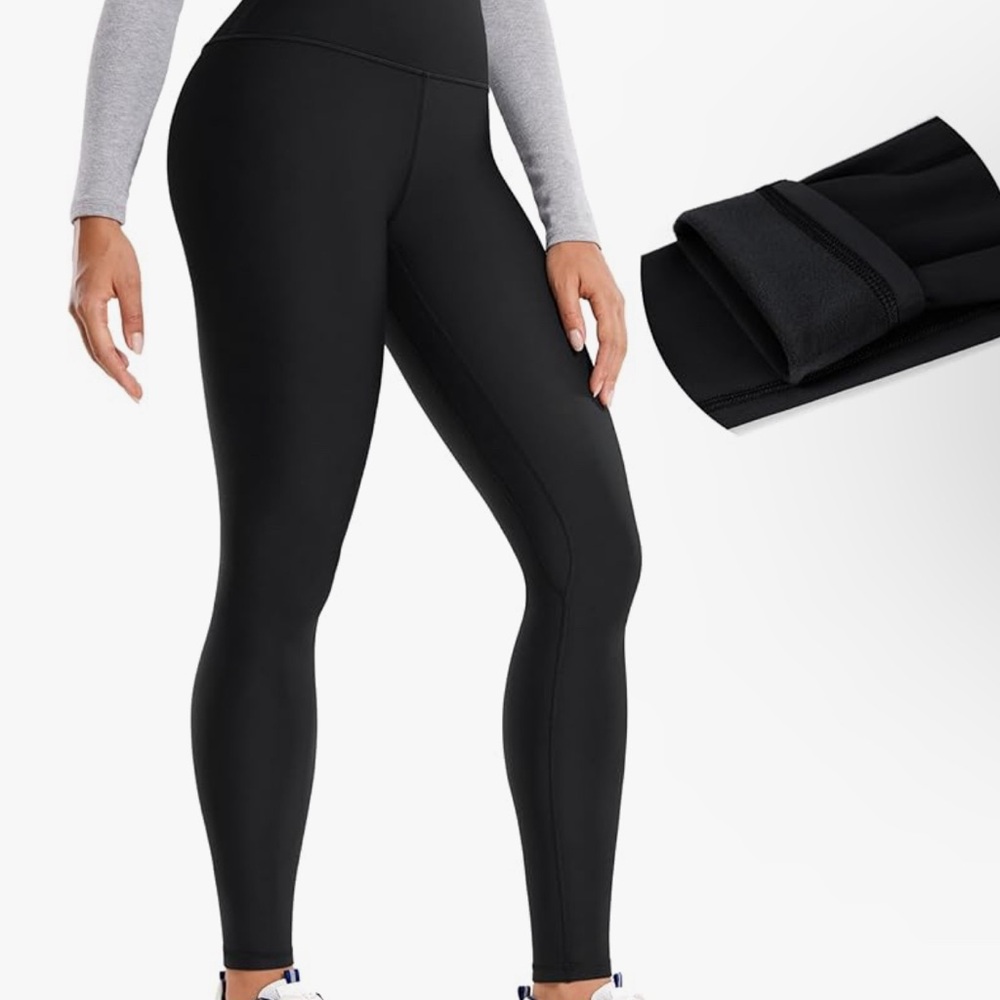 New CRZ Black Women's High-Waisted Fleece Lined Leggings